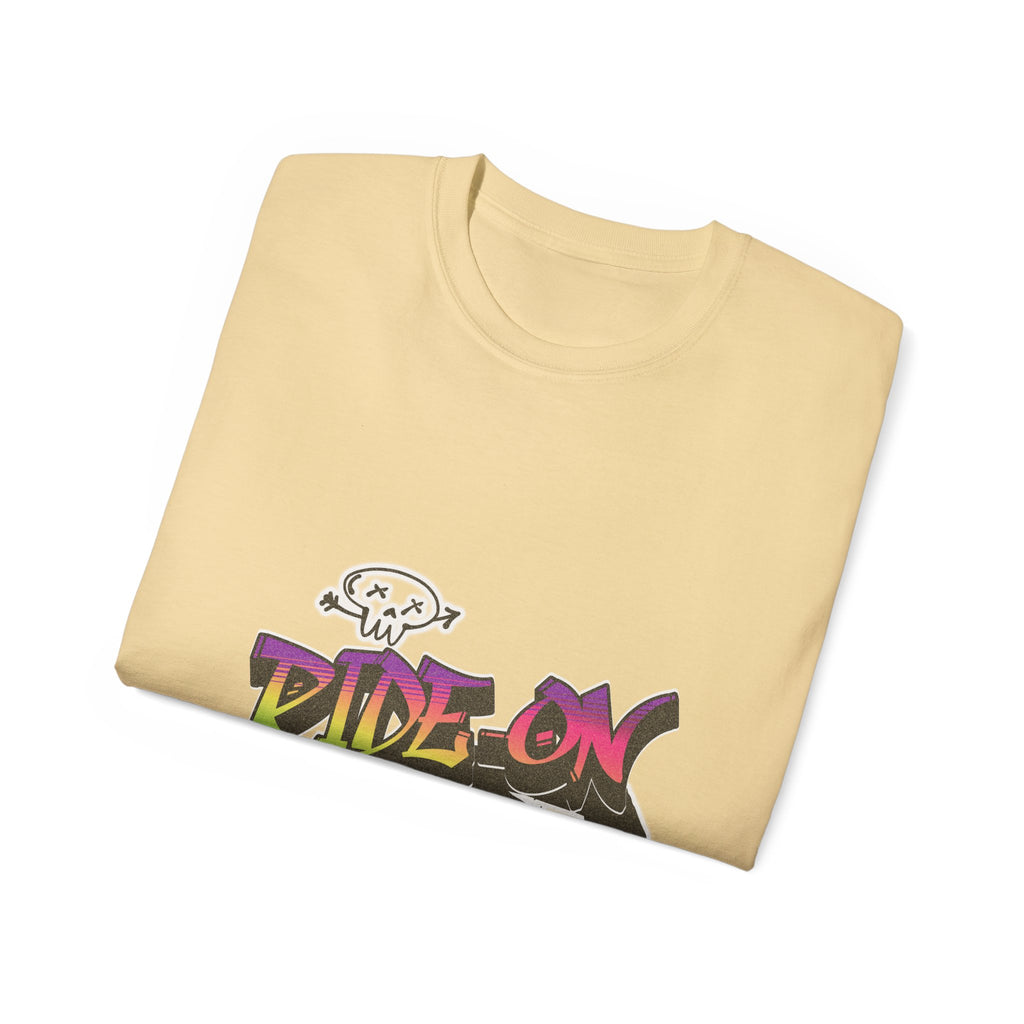 Ride-On - Unisex Cotton Tee (Front) - Damned Threads