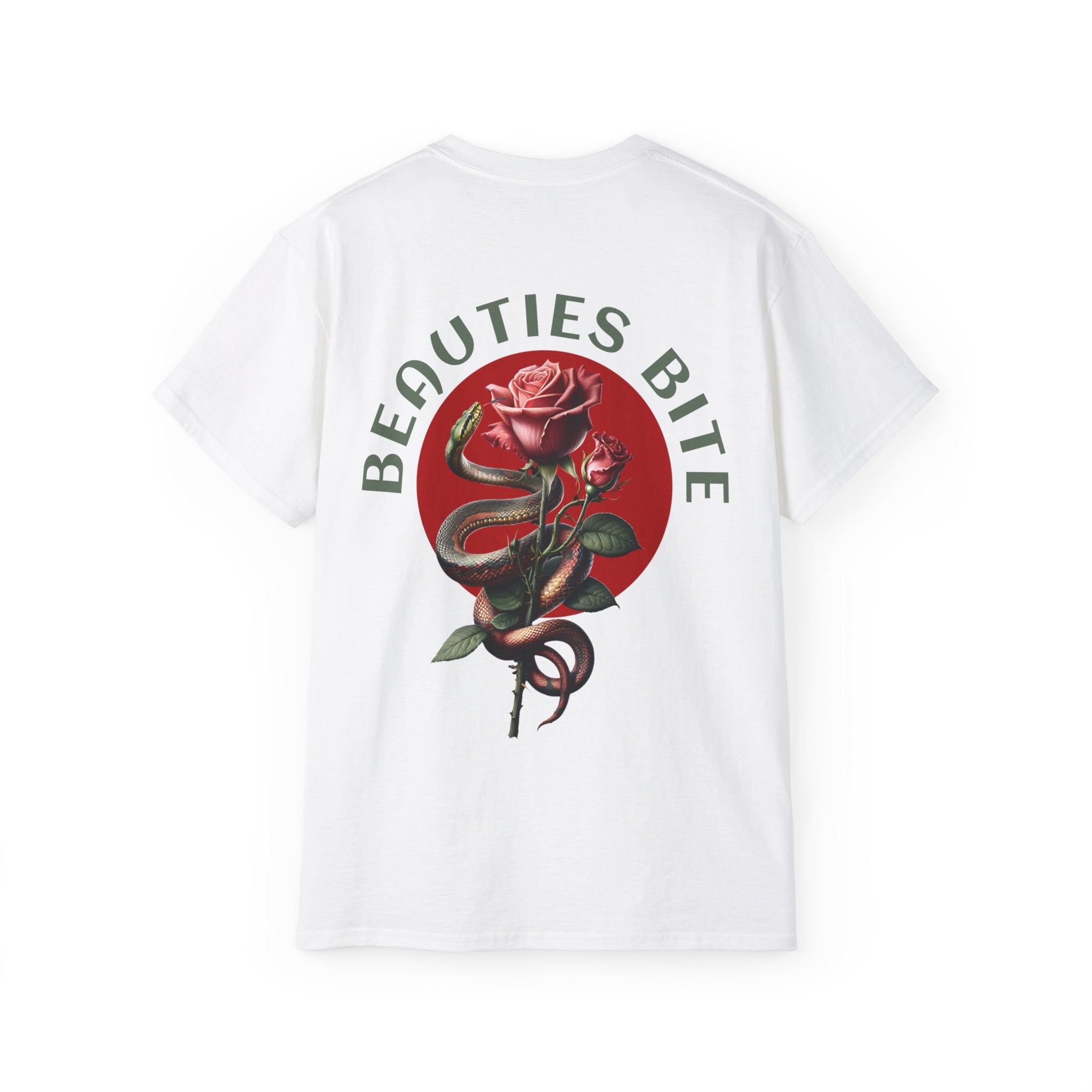 Beauties Bite - Unisex Cotton Tee (Back) - Damned Threads