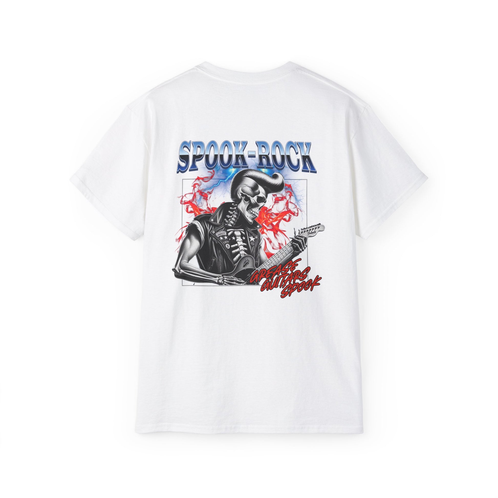 Spook-Rock - Unisex Cotton Tee (Back) - Damned Threads