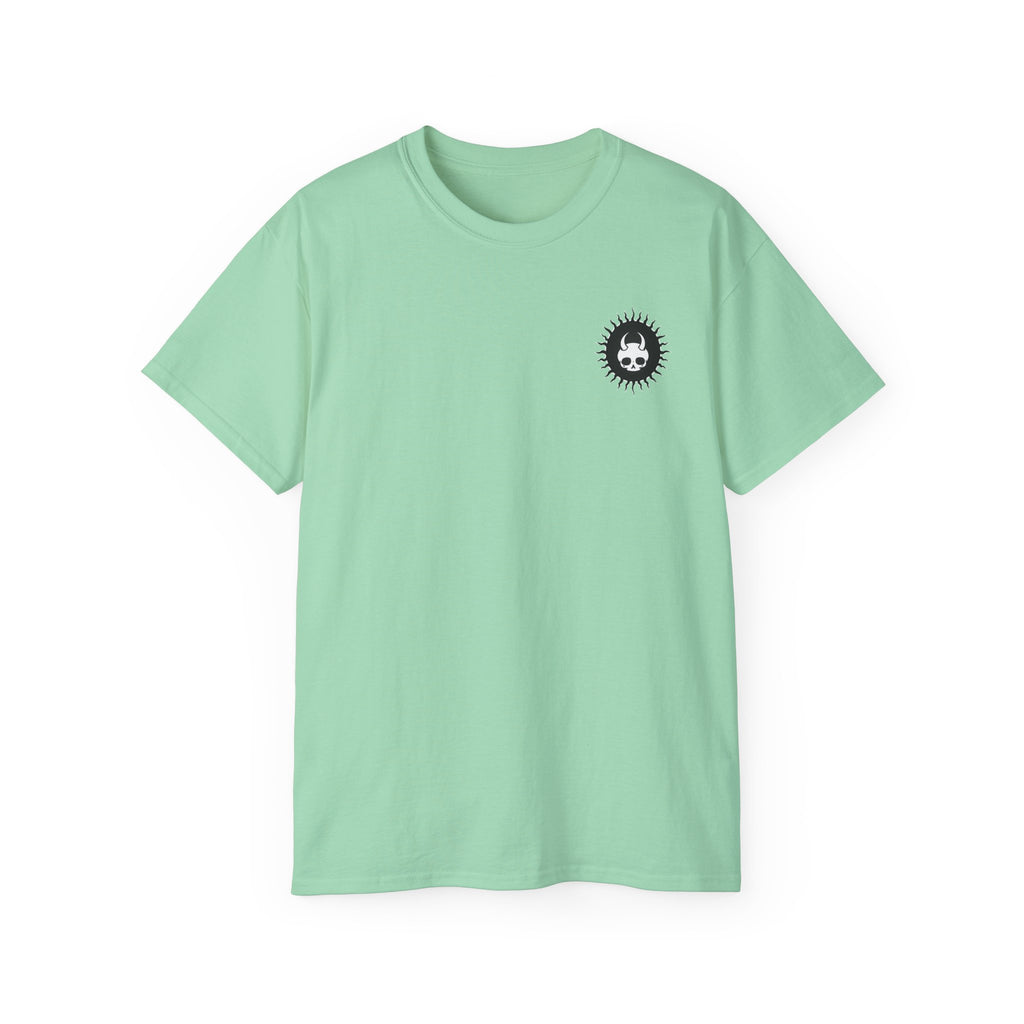 Spook-Rock - Unisex Cotton Tee (Back) - Damned Threads