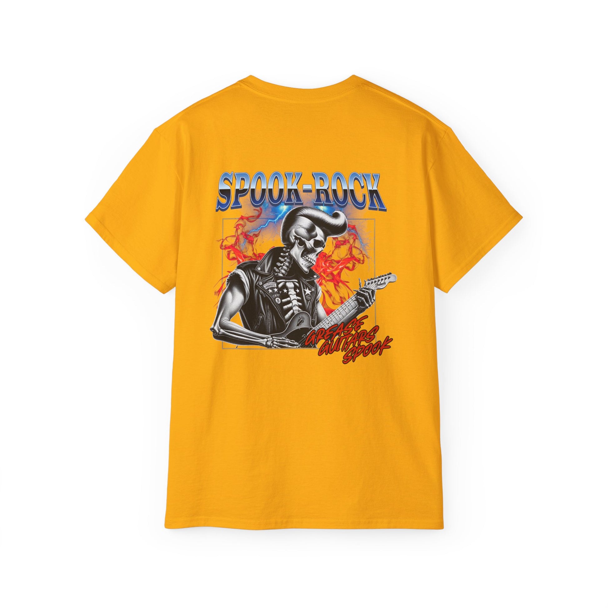 Spook-Rock - Unisex Cotton Tee (Back) - Damned Threads