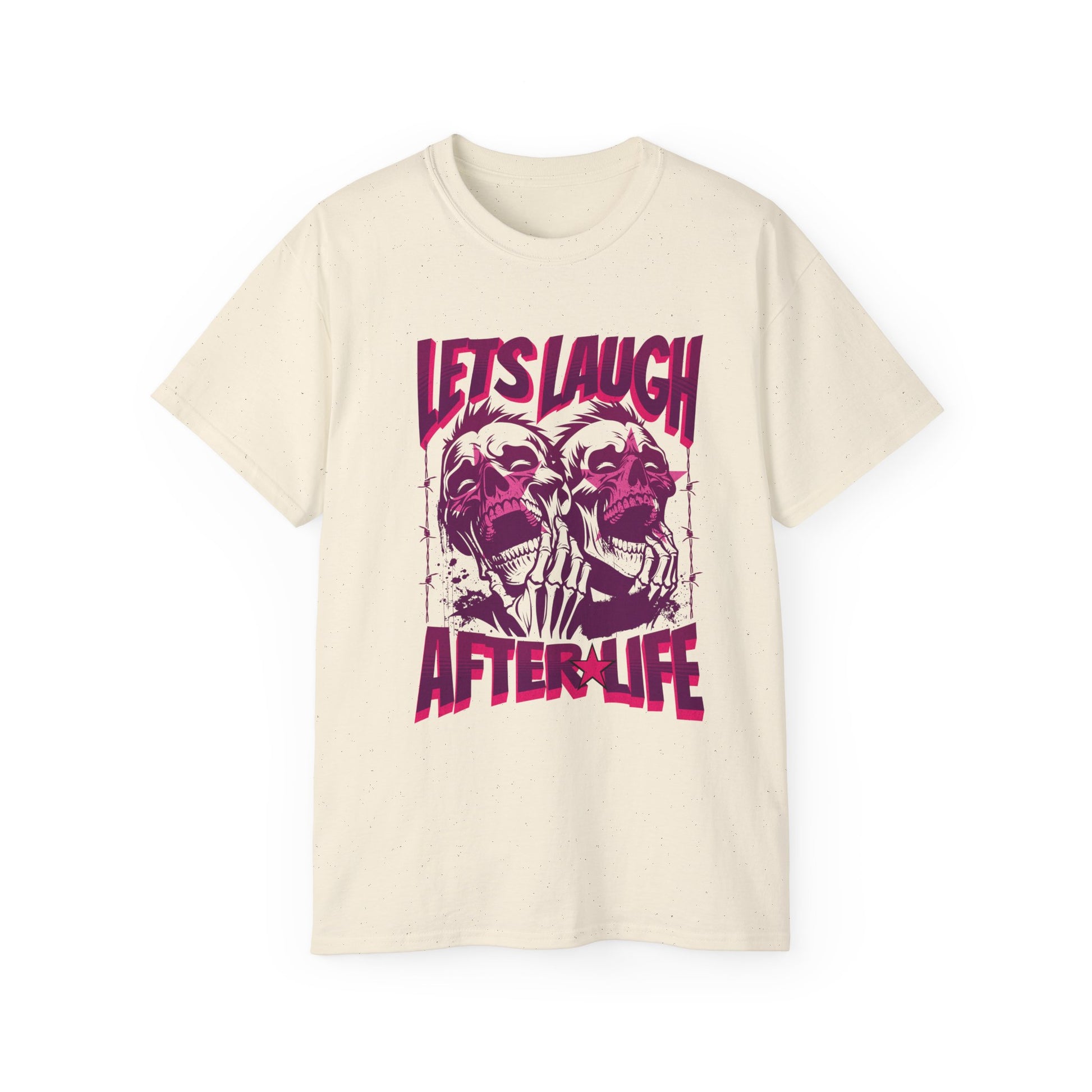 Let's Laugh After Life - Unisex Cotton Crew Tee (Front) - Prime Zone