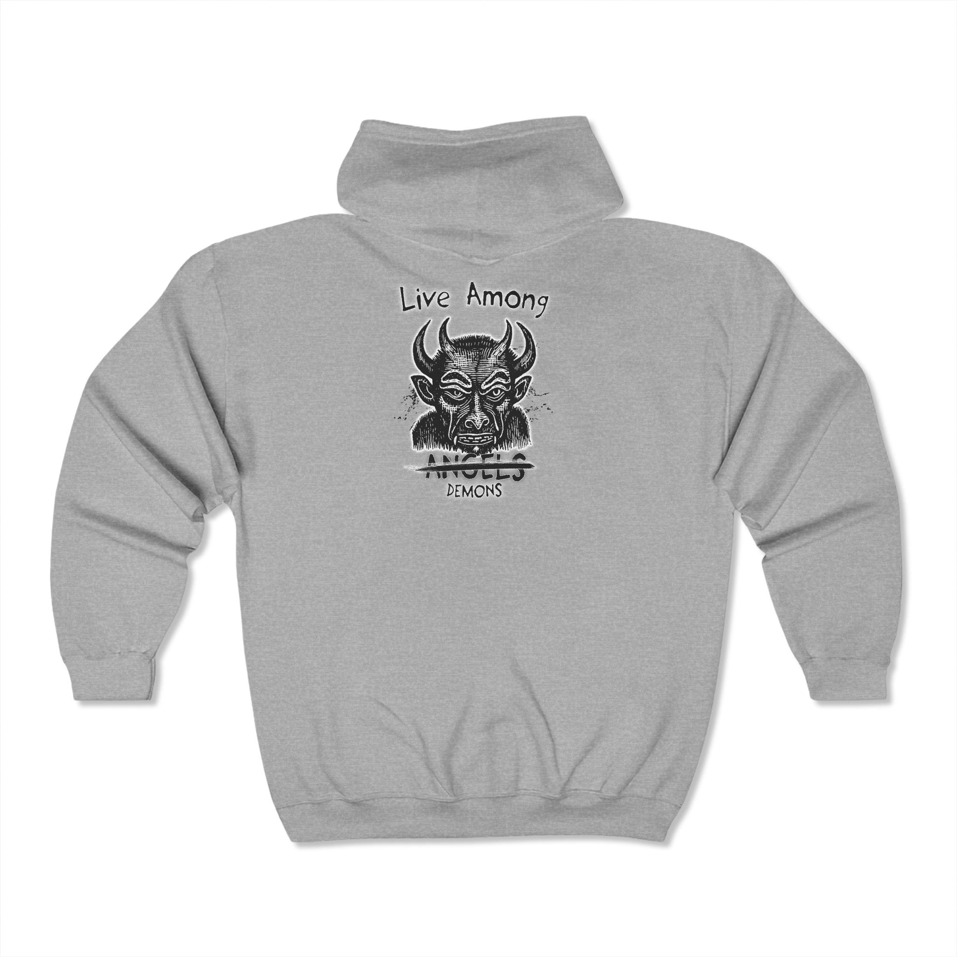 Live Among Demons - Unisex Heavy Blend™ Full Zip Hooded Sweatshirt (Back) - Prime Zone