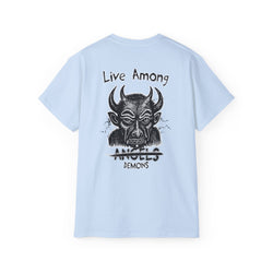 Live Among Demons - Unisex Cotton Tee (Back) - Damned Threads