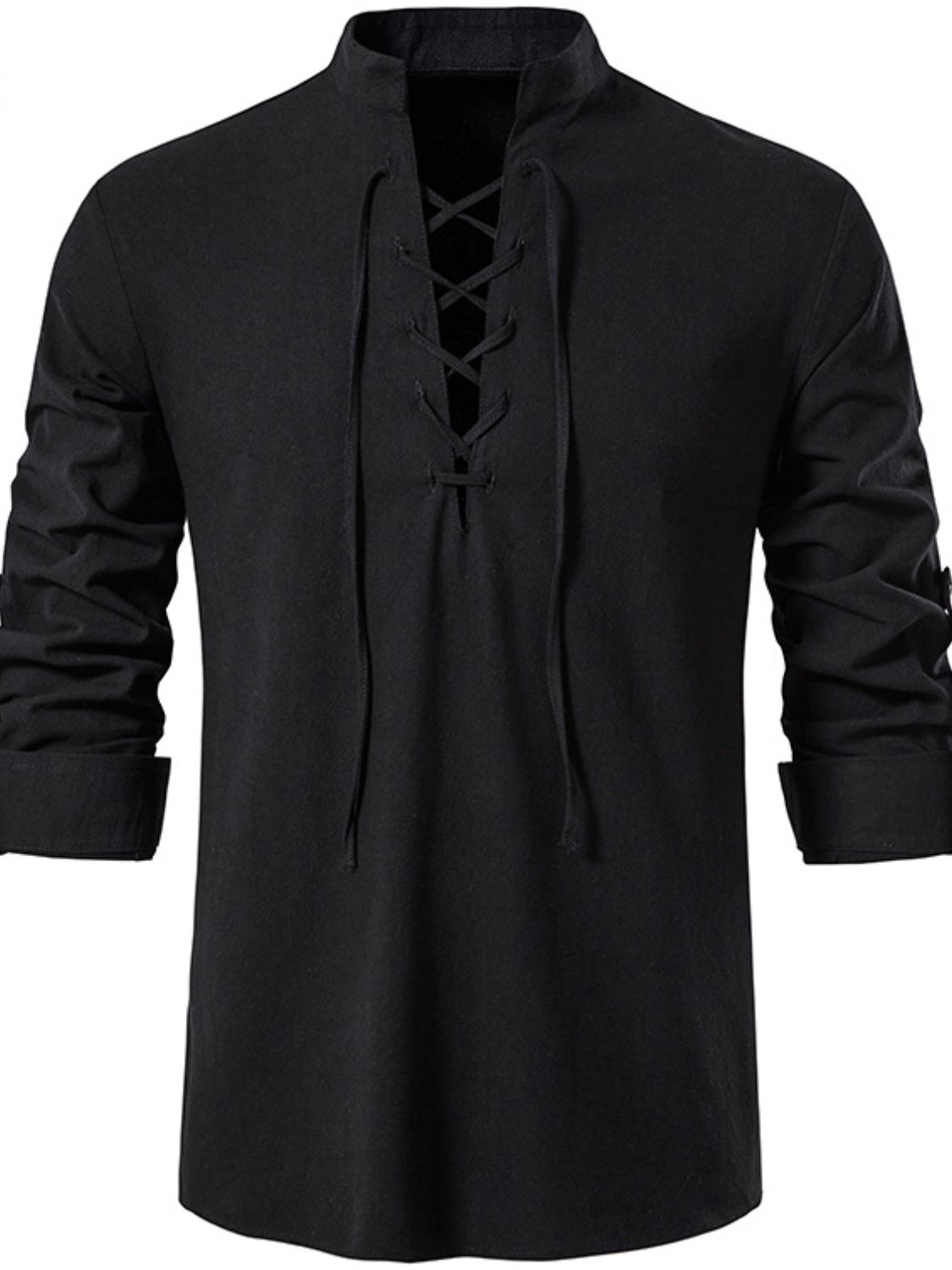 Men's Lace Up Long Sleeve Blouse - Damned Threads