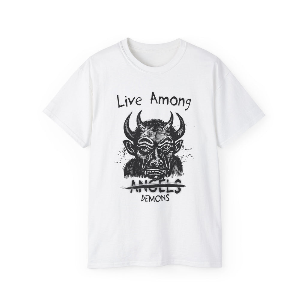 Live Among Demons - Unisex Cotton Tee (Front) - Damned Threads