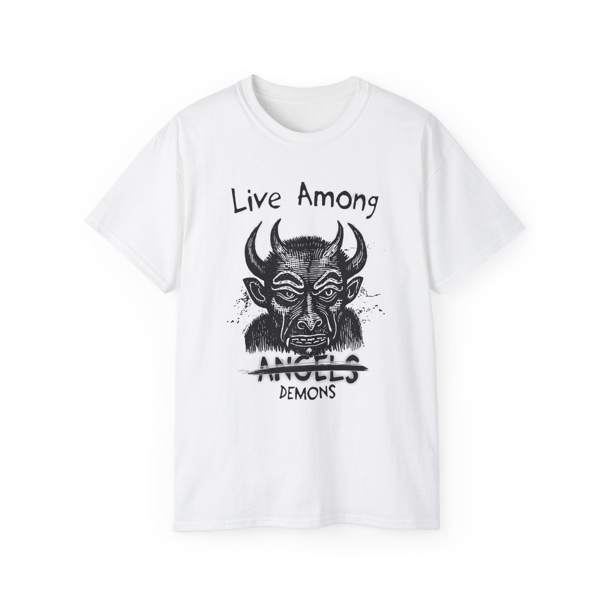 Live Among Demons - Unisex Cotton Tee (Front) - Damned Threads