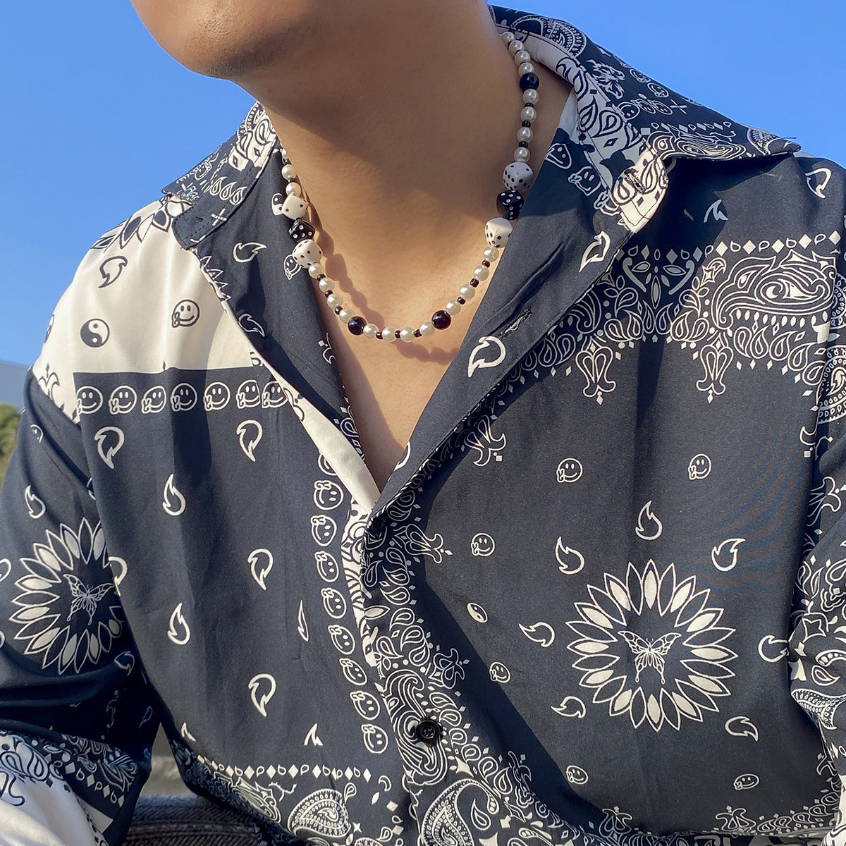 Classic Dice Mosaic Pearl Necklace - Damned Threads