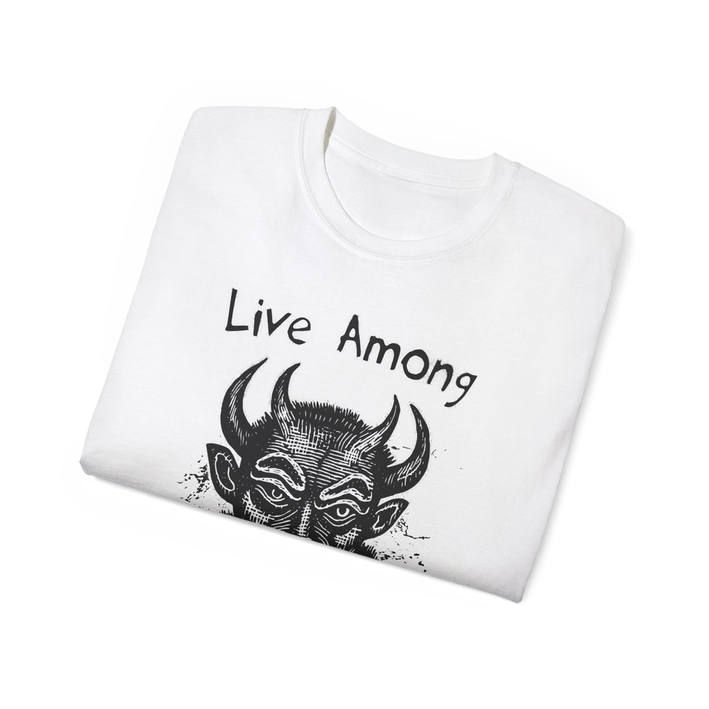 Live Among Demons - Unisex Cotton Tee (Front) - Damned Threads