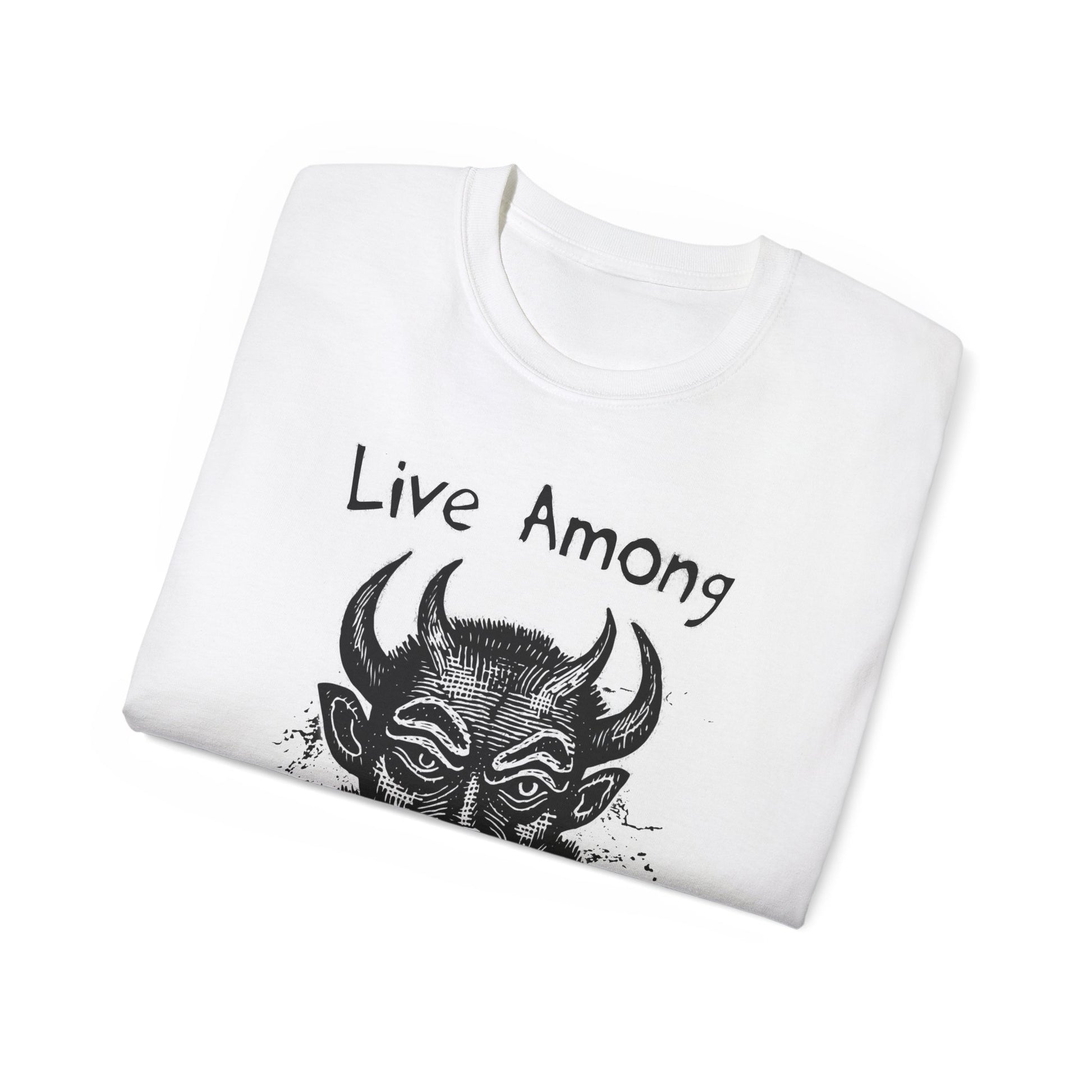 Live Among Demons - Unisex Cotton Tee (Front) - Damned Threads