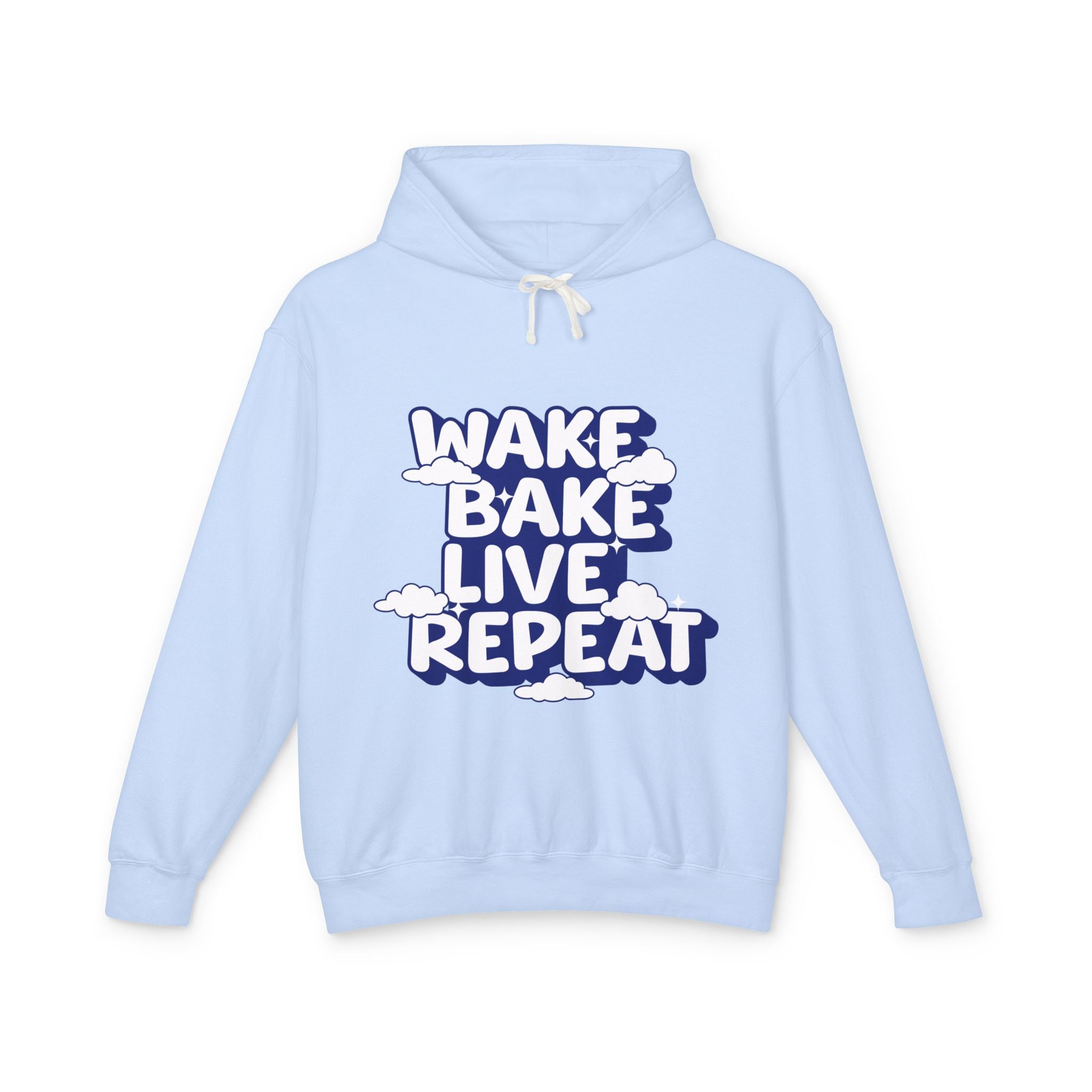WAKE BAKE LIVE REPEAT - Unisex Lightweight Hooded Sweatshirt - Damned Threads