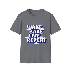 Wake Bake Live Repeat - Unisex T-Shirt (Front) - Damned Threads