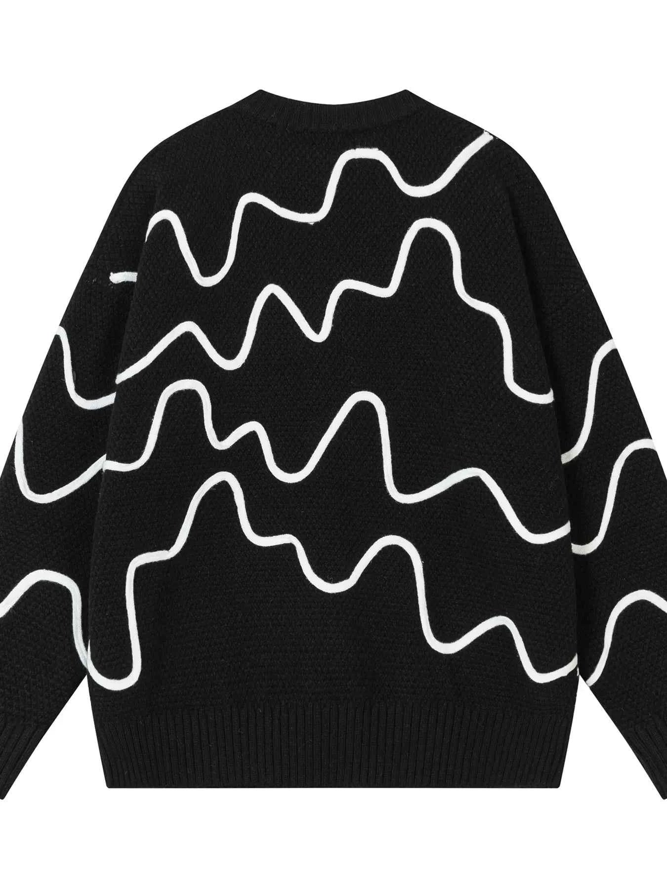 Men's Wave Pattern Knit Pullover Sweater