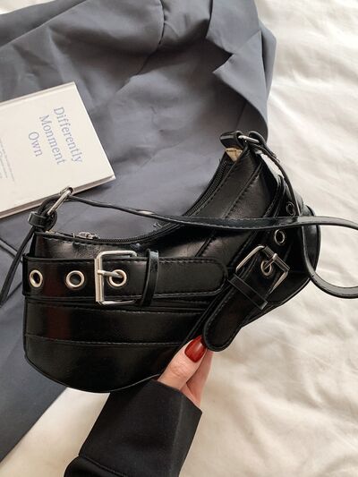 PU Leather Buckle Shoulder Bag - Damned Threads