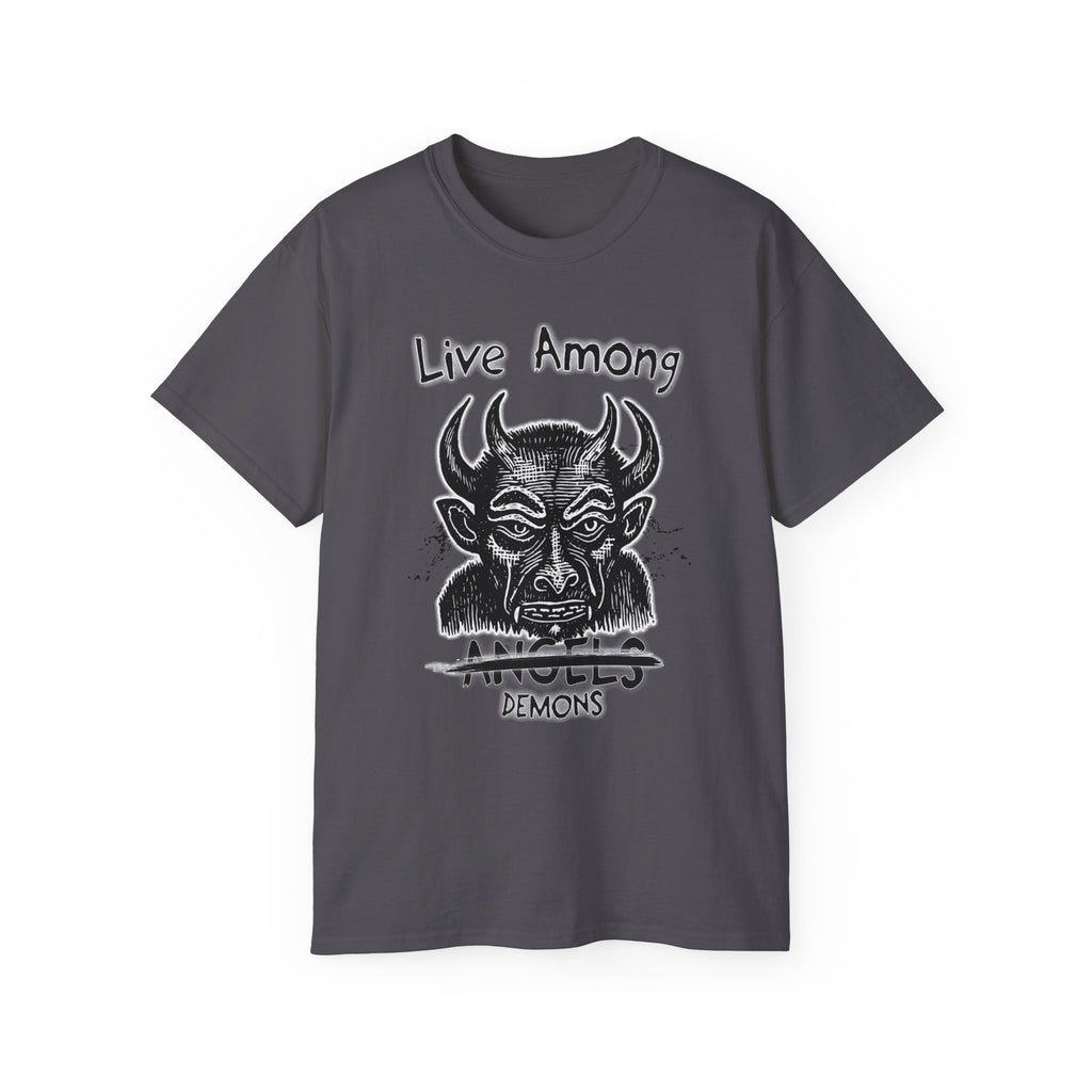 Live Among Demons - Unisex Cotton Tee (Front) - Damned Threads