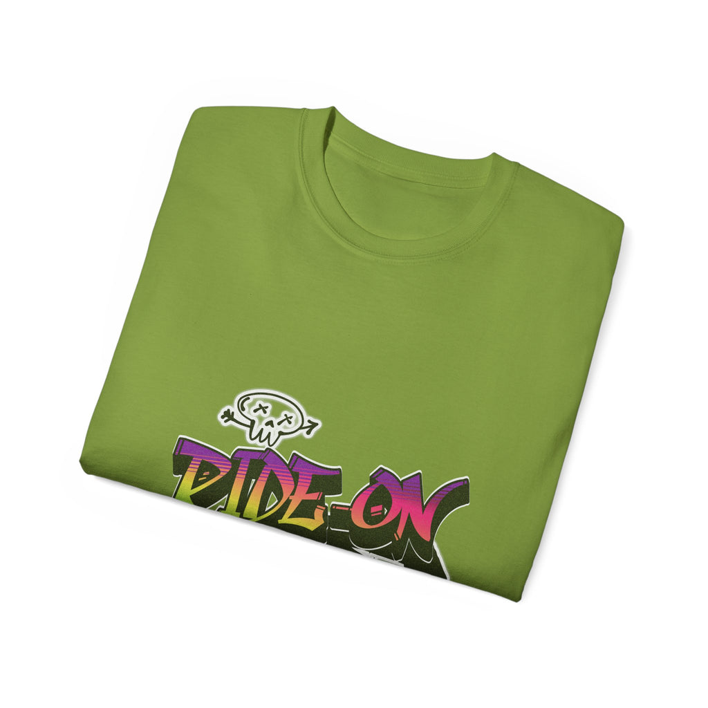 Ride-On - Unisex Cotton Tee (Front) - Damned Threads