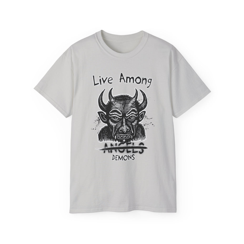 Live Among Demons - Unisex Cotton Tee (Front) - Damned Threads