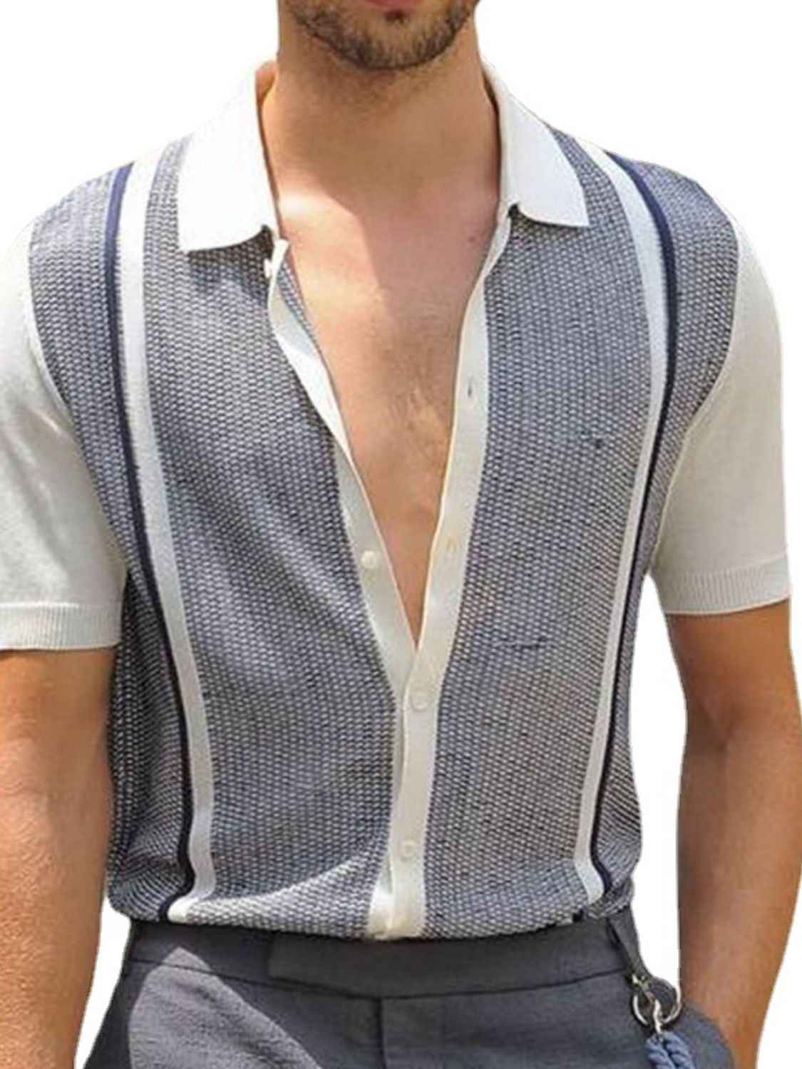 Men's Plus Size Button Up Short Sleeve Shirt