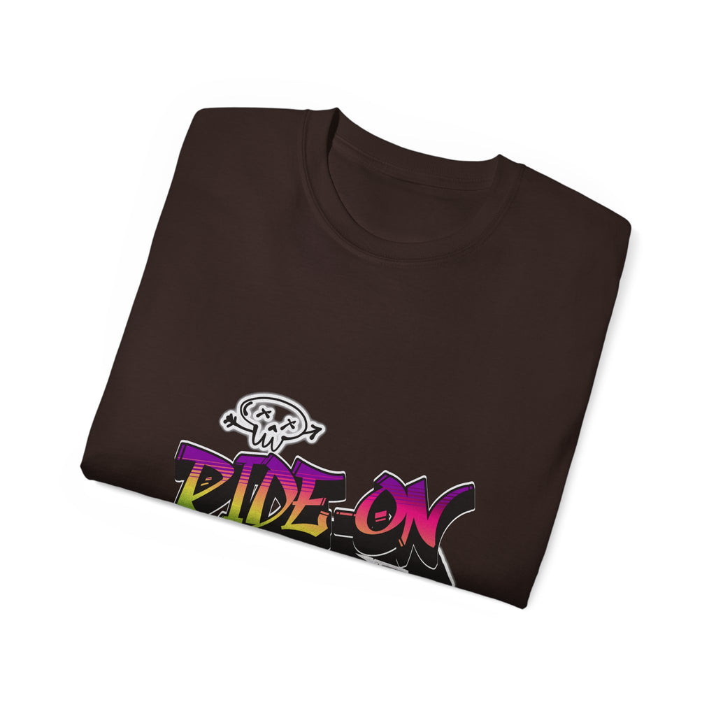 Ride-On - Unisex Cotton Tee (Front) - Damned Threads