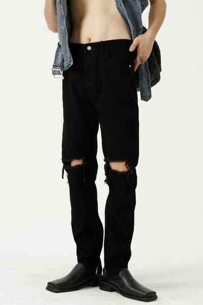 Distressed Mid Rise Jeans with Pockets - Damned Threads