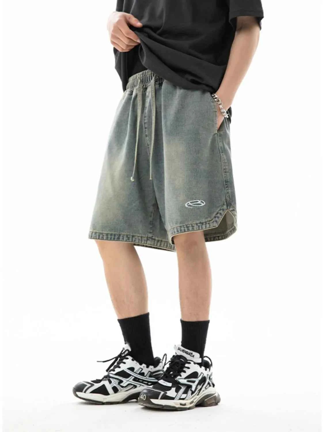 Men's Plus Size Drawstring Denim Shorts