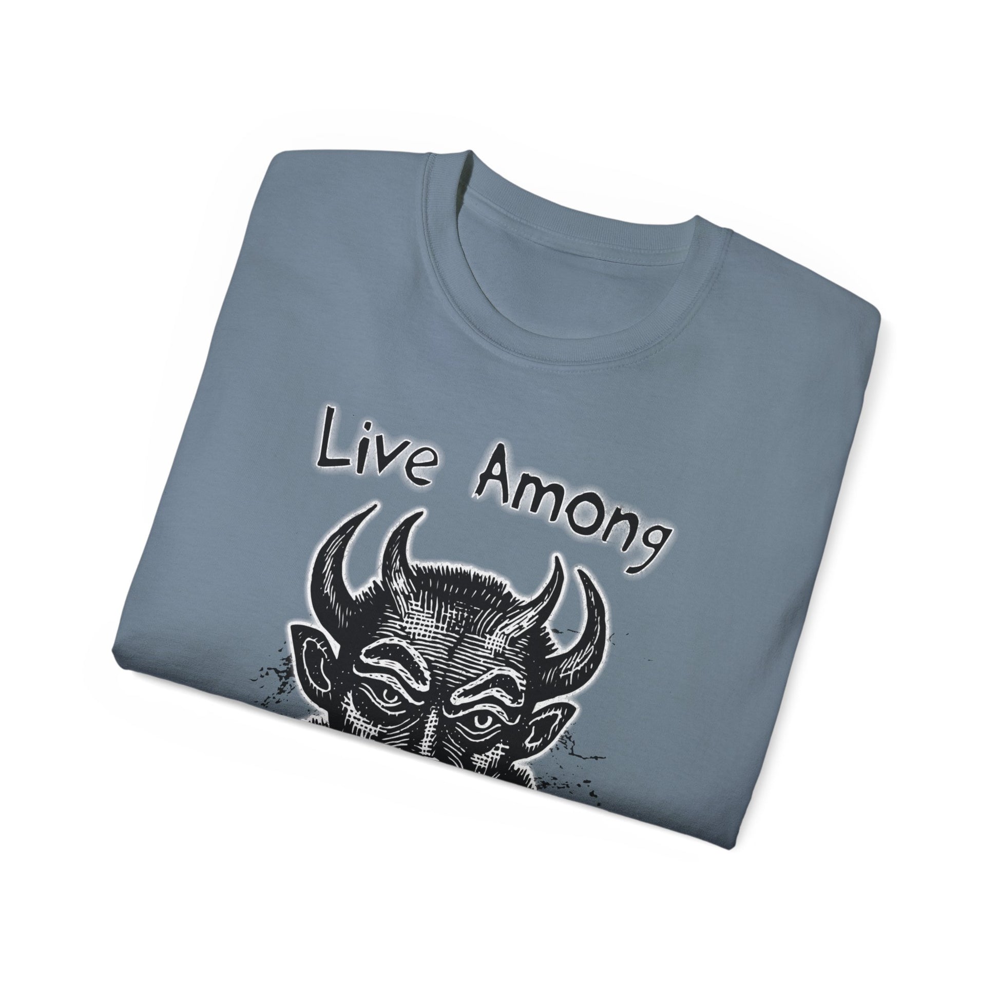 Live Among Demons - Unisex Cotton Tee (Front) - Damned Threads