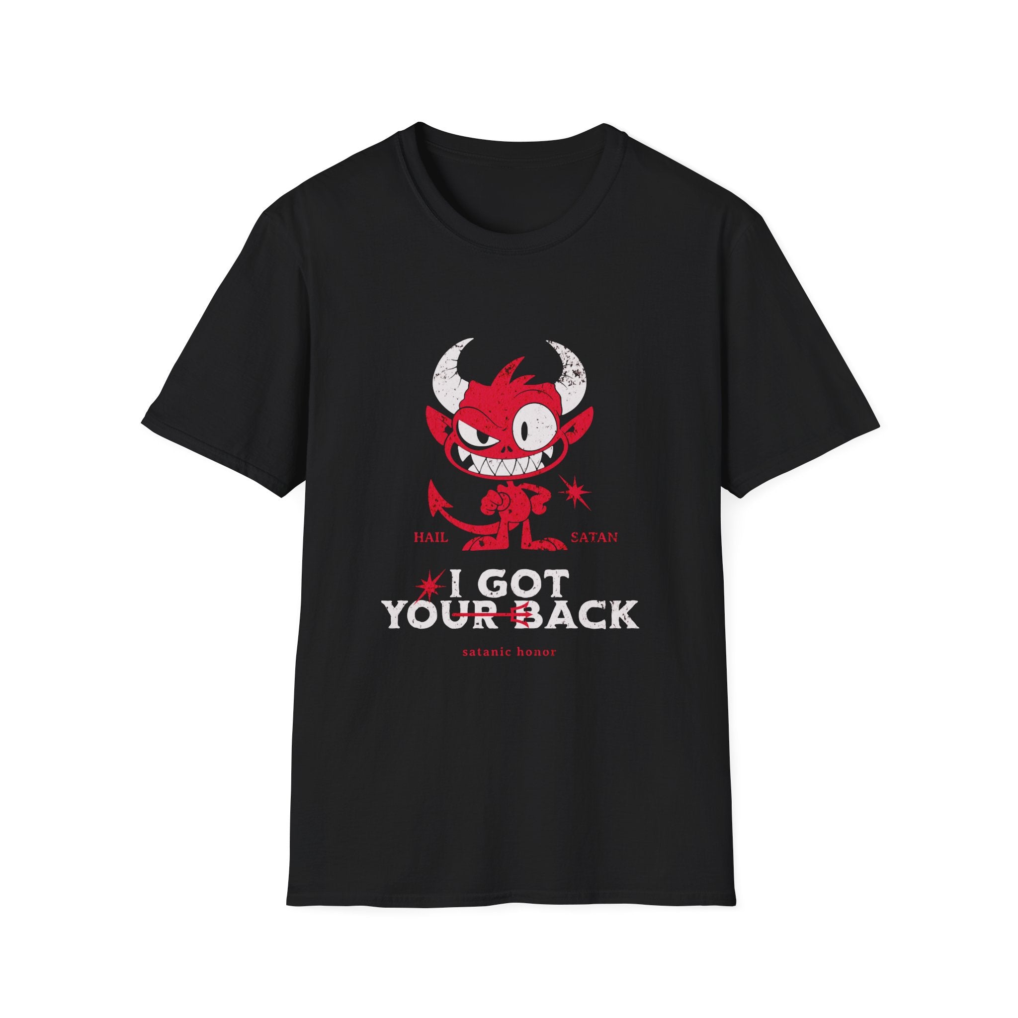 I've Got Your Back _ Satanic Honor - Unisex Softstyle T-Shirt (Front) - Damned Threads