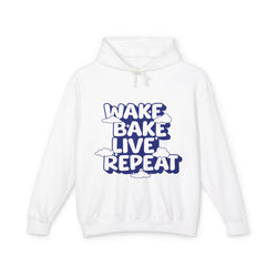 WAKE BAKE LIVE REPEAT - Unisex Lightweight Hooded Sweatshirt - Damned Threads