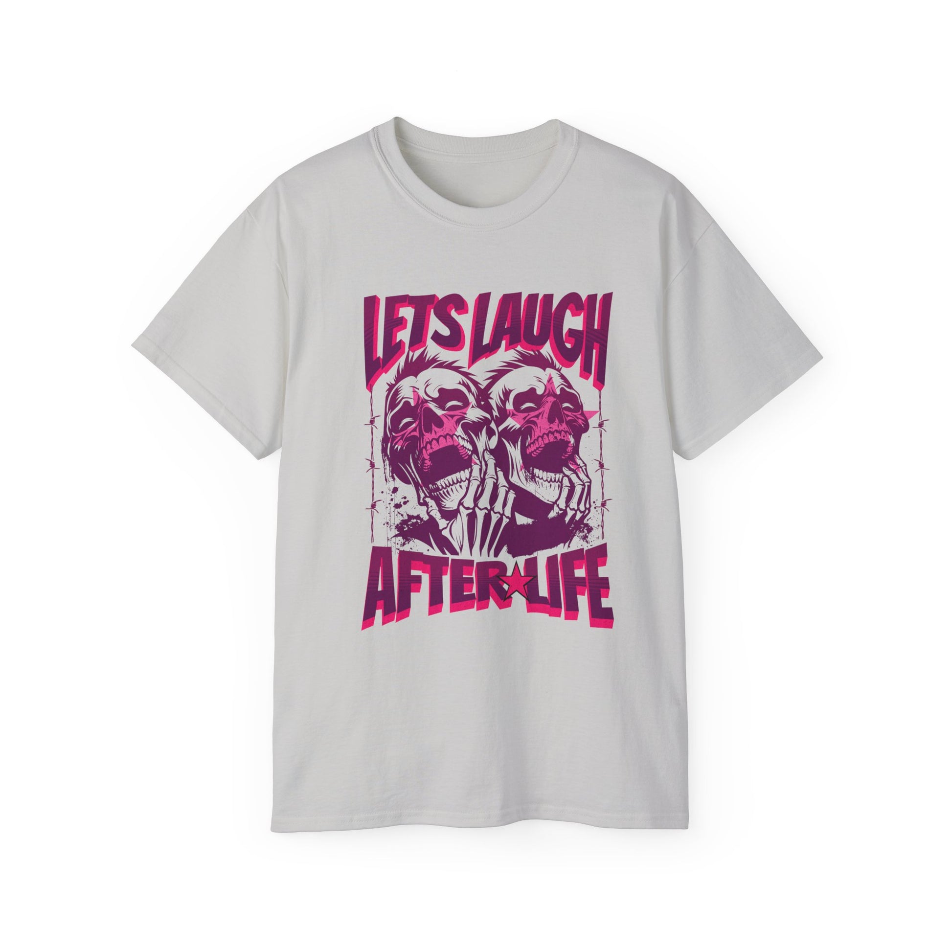 Let's Laugh After Life - Unisex Cotton Crew Tee (Front) - Prime Zone