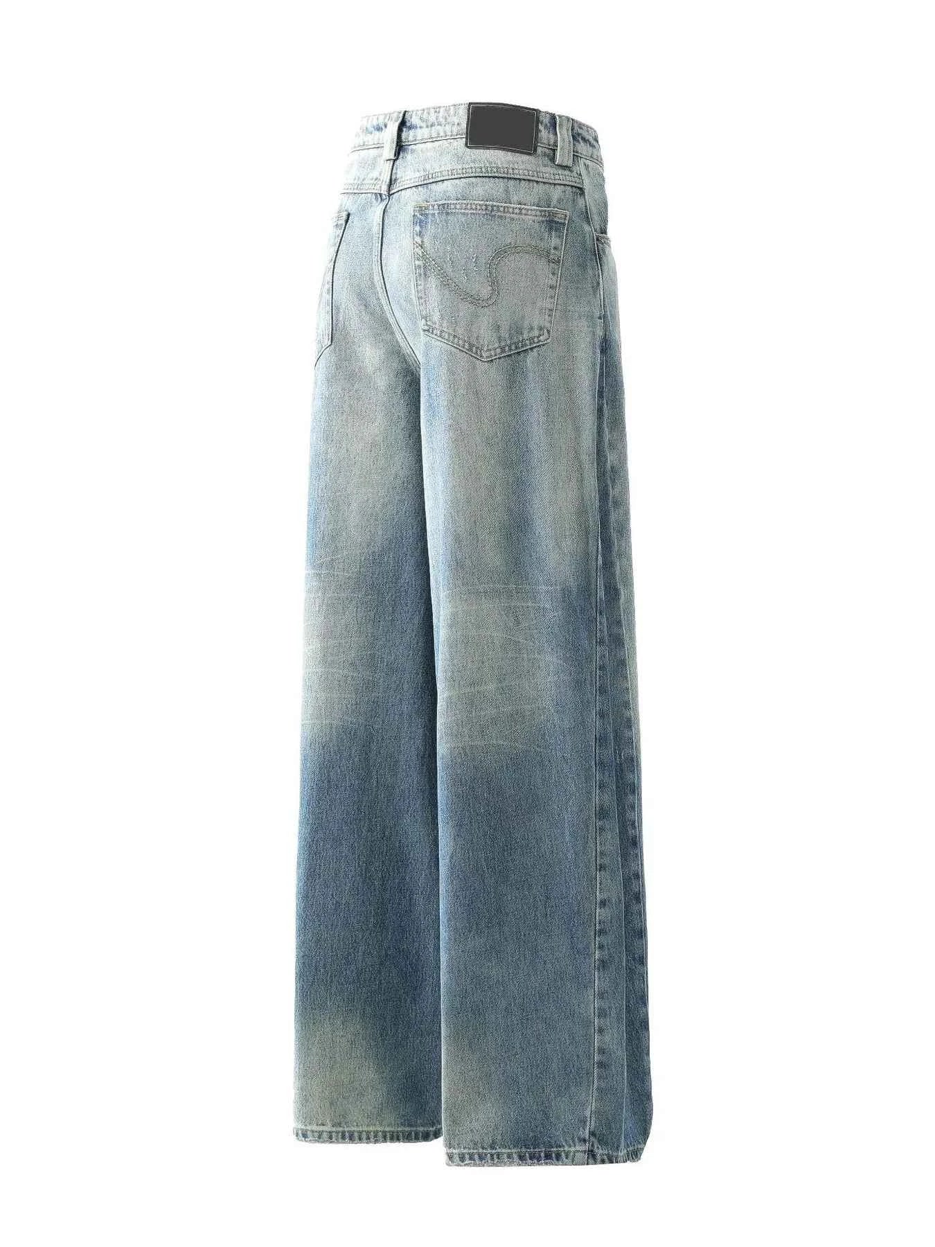 Men's Wide Leg Baggy Washed Jeans