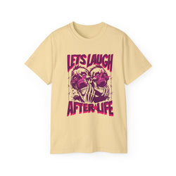 Let's Laugh After Life - Unisex Cotton Crew Tee (Front) - Damned Threads