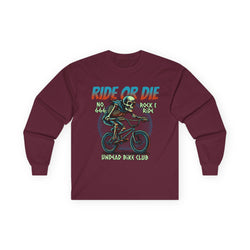 Ride Or Die - Unisex Cotton Long Sleeve Tee (Front) - Damned Threads