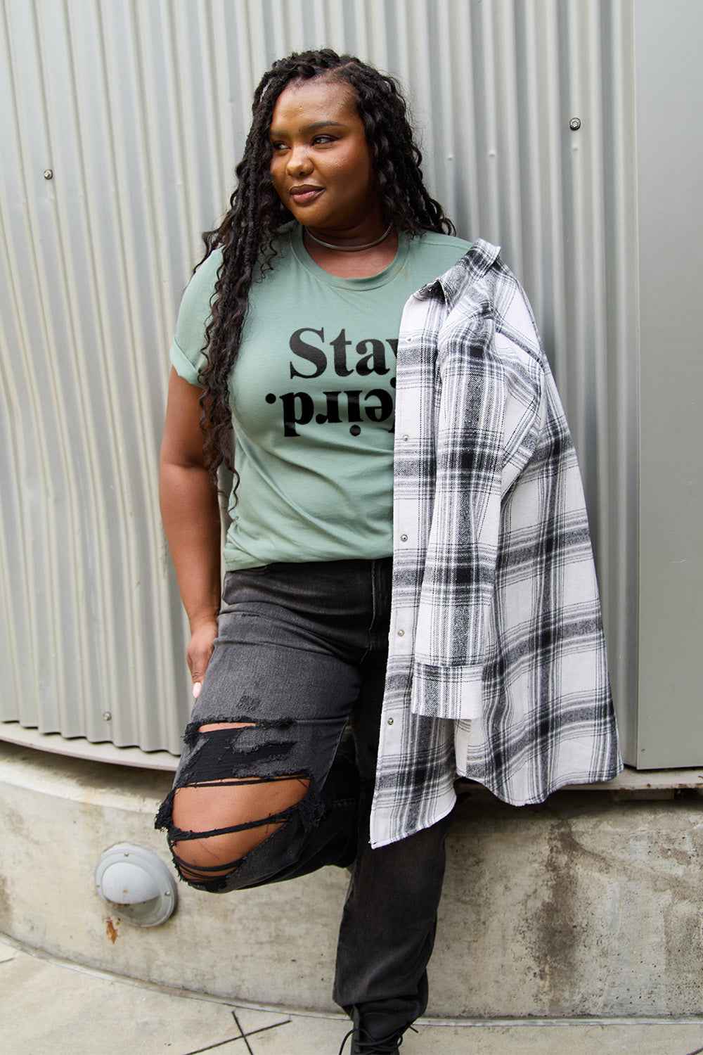 Simply Love Full Size STAY WEIRD Short Sleeve T-Shirt - Damned Threads