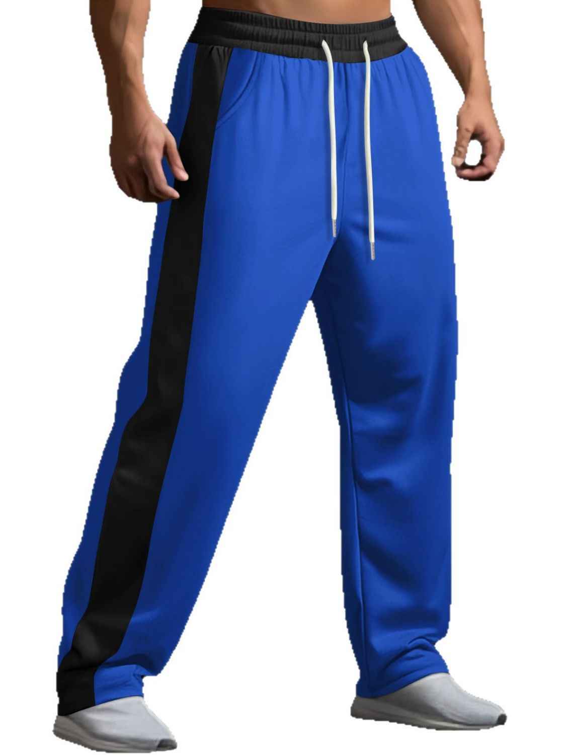 Men's Full Size Drawstring Contrast Wide Leg Pants Plus Size - Damned Threads