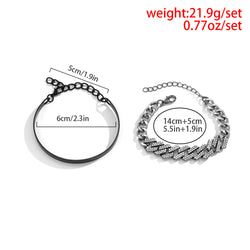 Double Black & Rhinestone Bracelet Set - Damned Threads