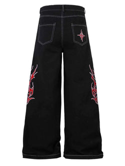Men's Lightning Pattern Wide leg Jeans