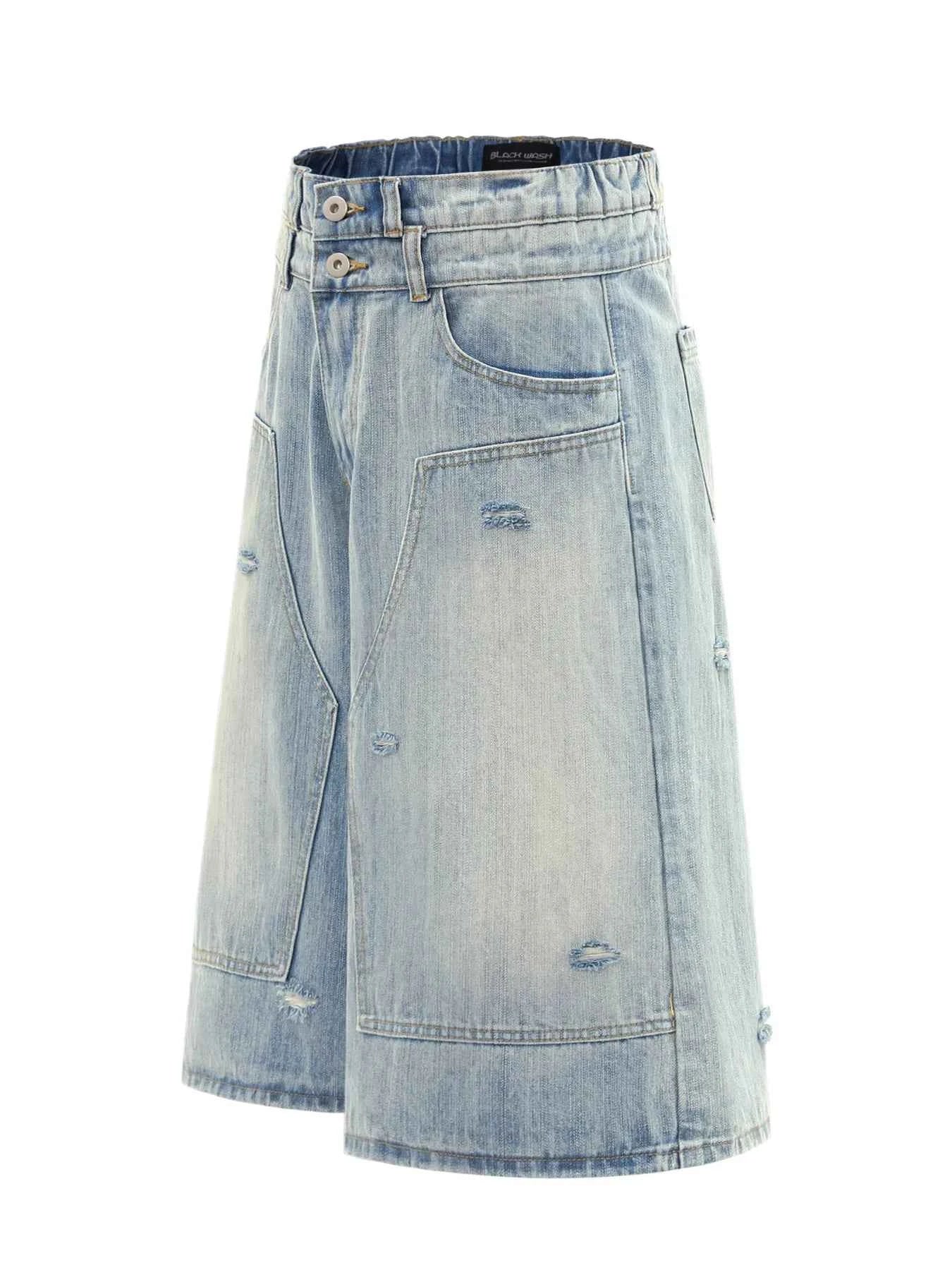 Men's Washed Wide Leg Cropped Jeans