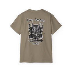 Live Among Demons - Unisex Cotton Tee (Back) - Damned Threads
