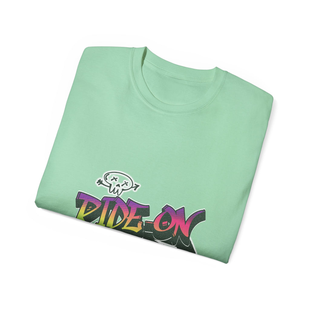Ride-On - Unisex Cotton Tee (Front) - Damned Threads