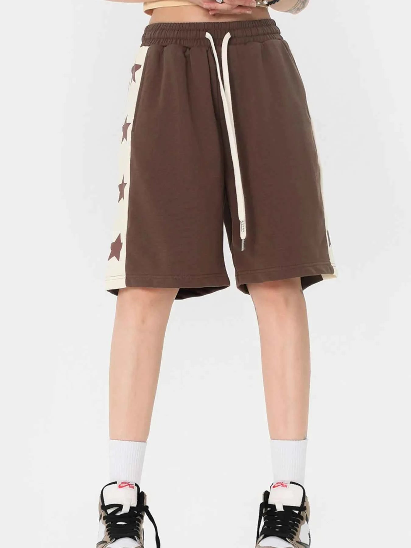 Men's Drawstring Shorts with Star Side Stripes