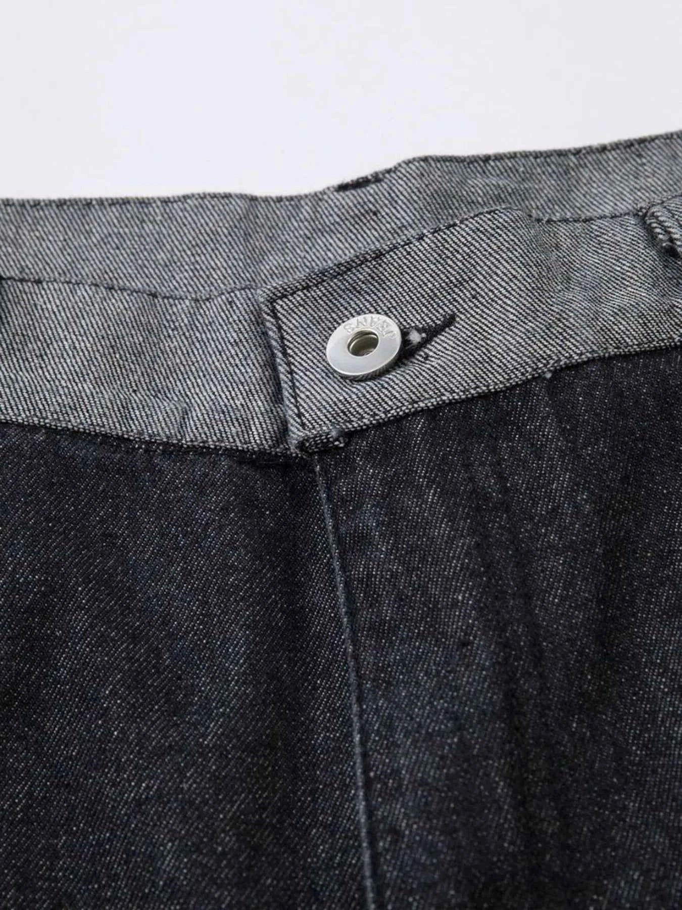 Men's Wide Leg Cargo Jeans with Contrast Panels