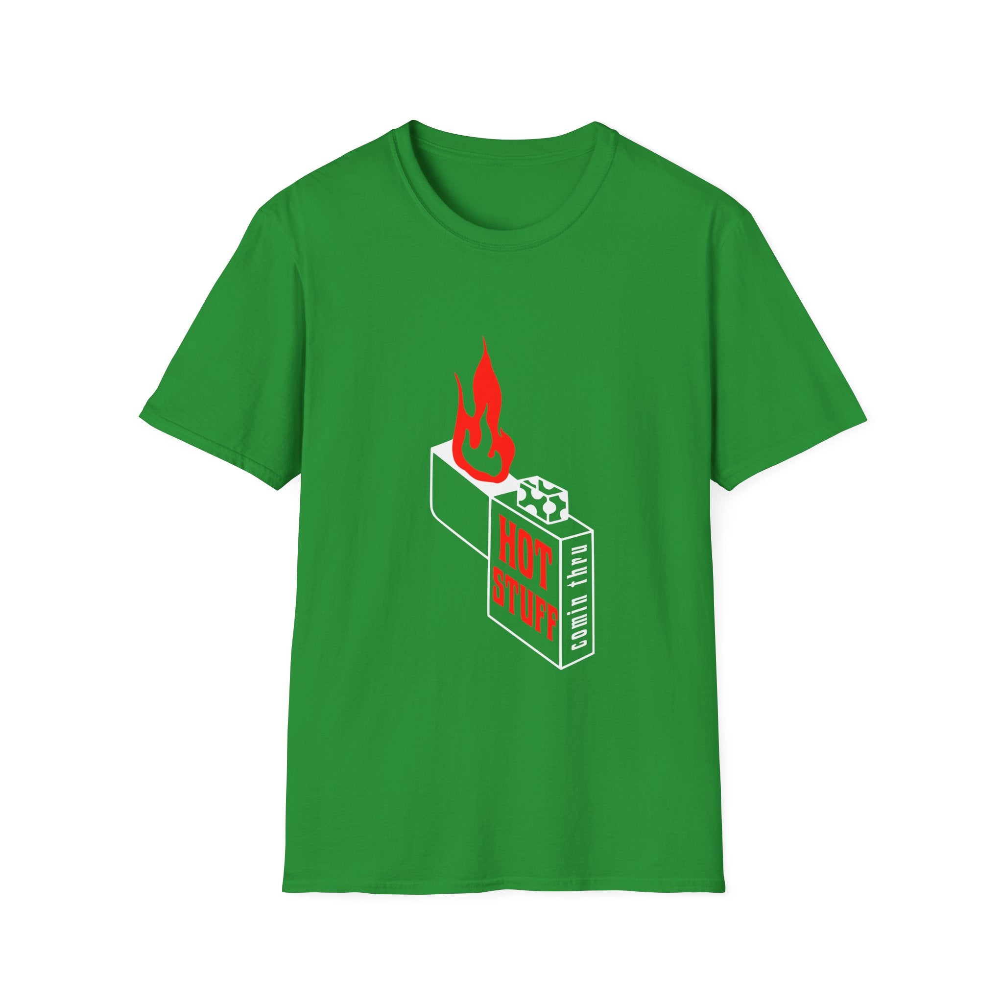 Hot Stuff Comin Thru - Unisex Softstyle T-Shirt (Front) - Damned Threads