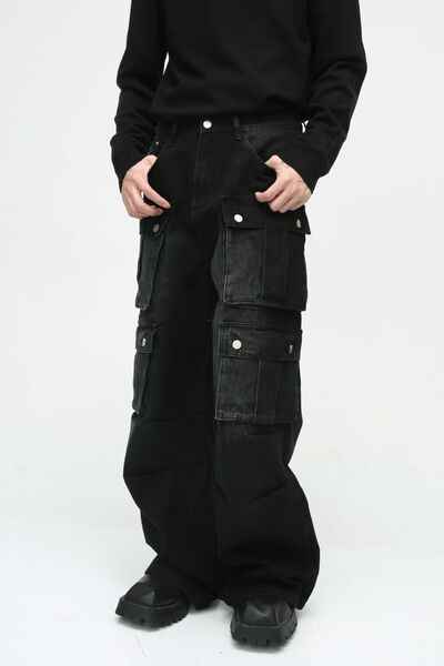 Multi-Pocket Cargo Wide-Leg Jeans - Damned Threads