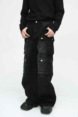 Multi-Pocket Cargo Wide-Leg Jeans - Damned Threads