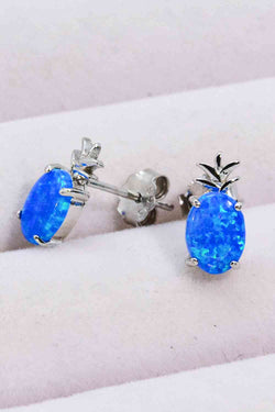 Opal Pineapple Platinum-Plated Earrings - Damned Threads