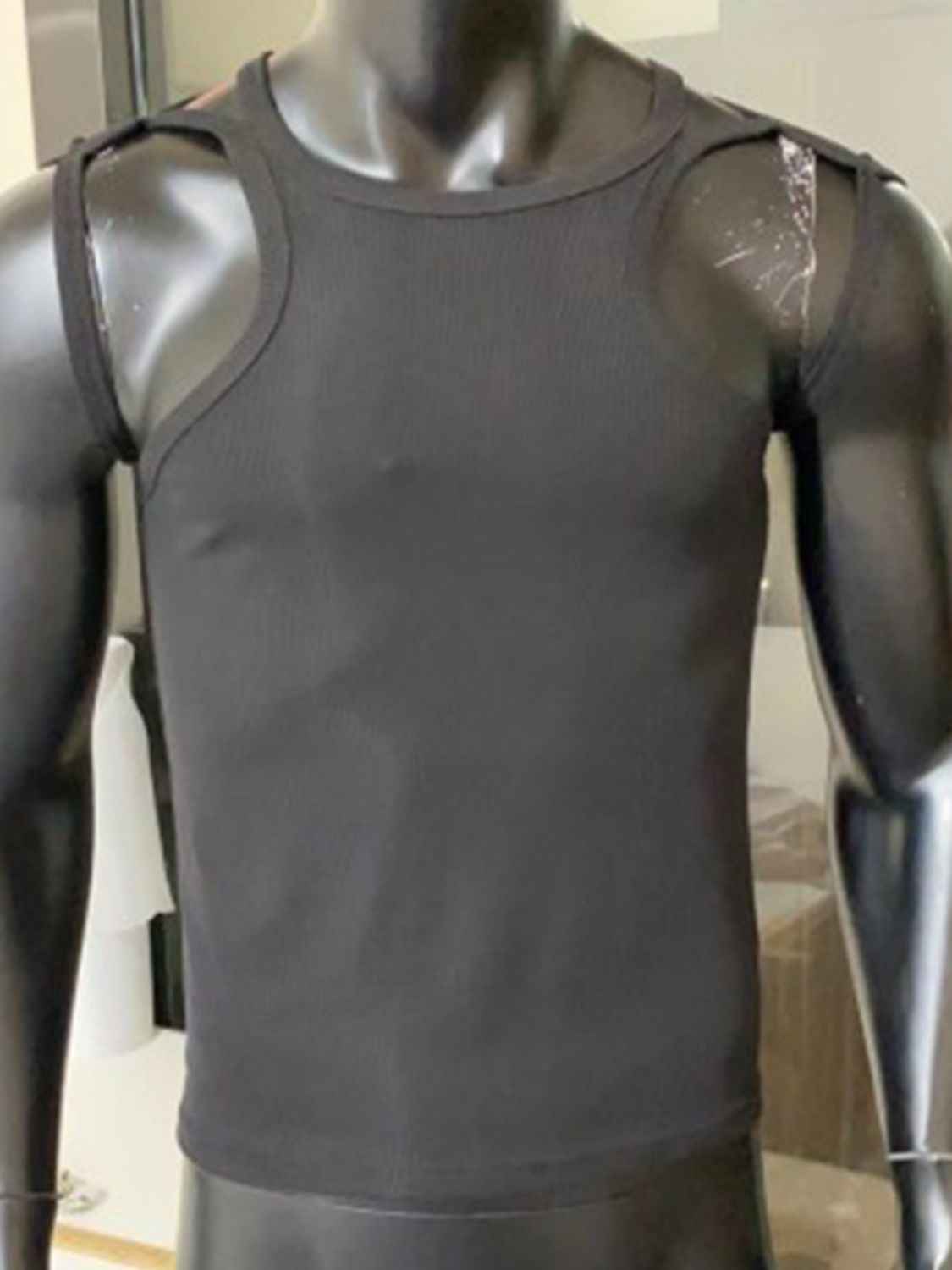 Men's Full Size Cutout Round Neck Tank Plus Size - Damned Threads