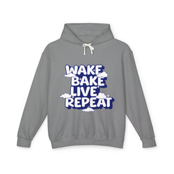 WAKE BAKE LIVE REPEAT - Unisex Lightweight Hooded Sweatshirt - Damned Threads