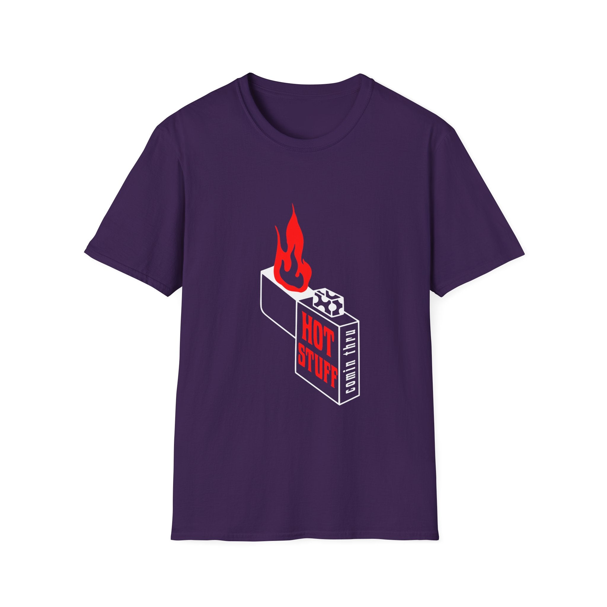 Hot Stuff Comin Thru - Unisex Softstyle T-Shirt (Front) - Damned Threads