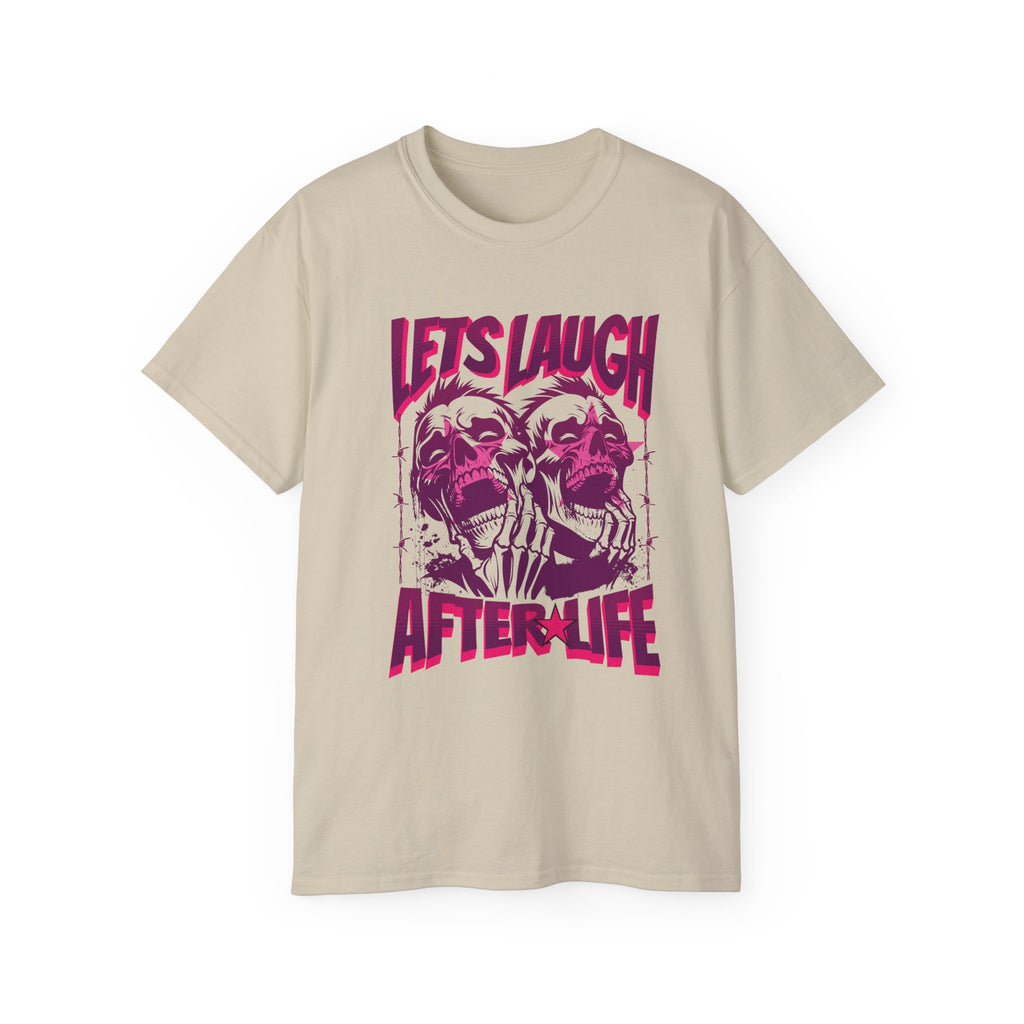 Let's Laugh After Life - Unisex Cotton Crew Tee (Front) - Prime Zone