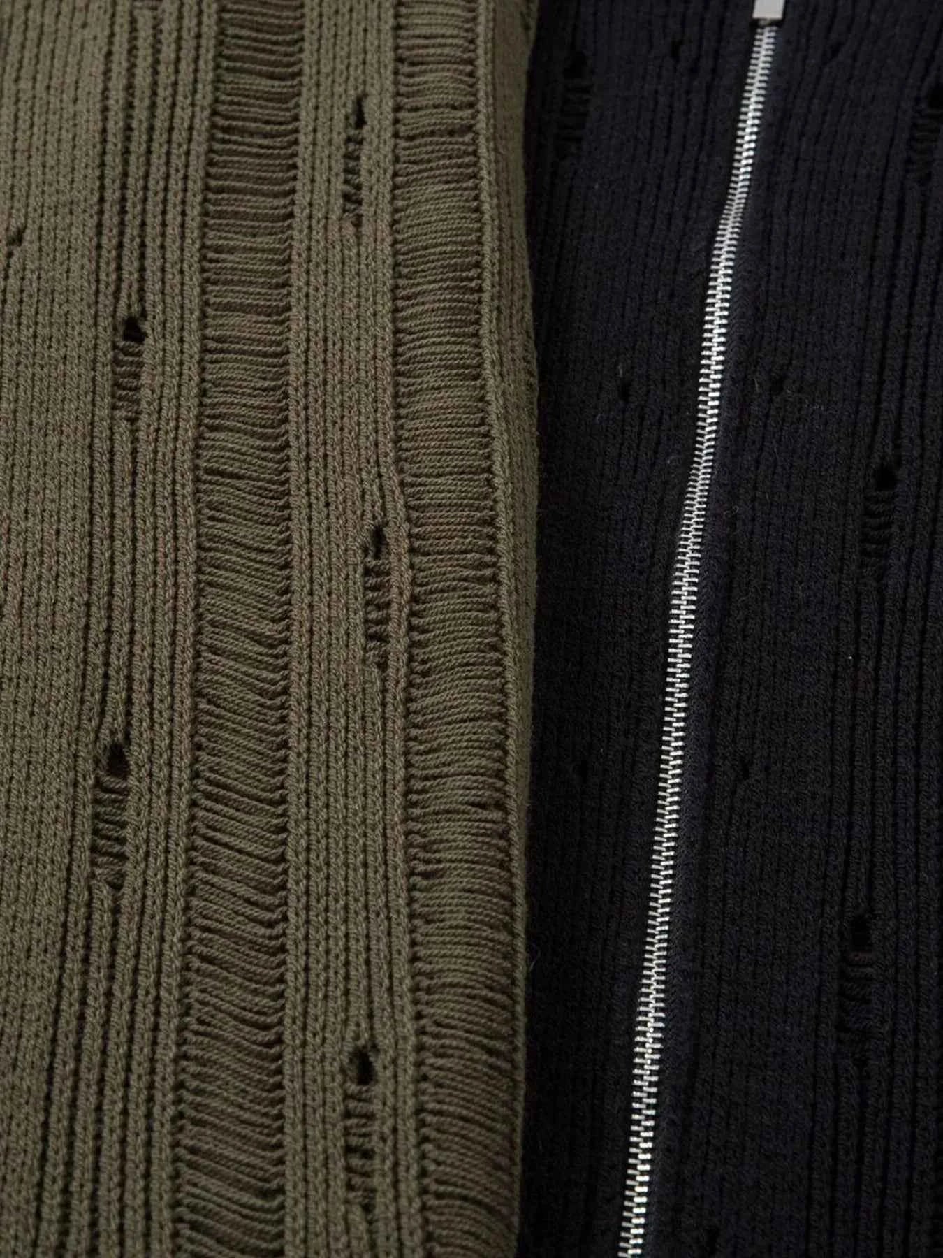 Men's Zip Up Openwork Cardigan